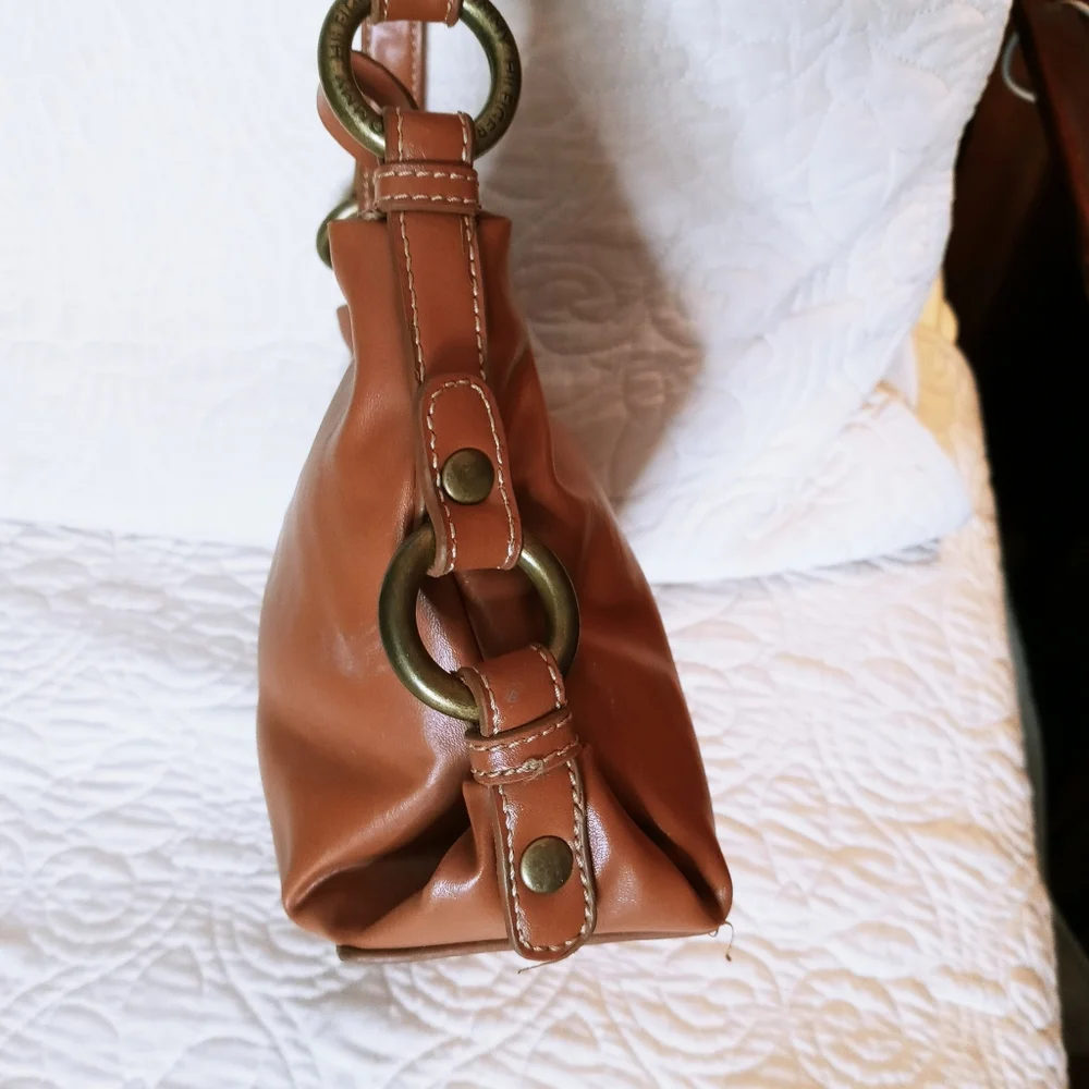 Tommy Hilfiger Vintage Leather Small Hobo/Shoulder/Baguette -Cognac Brown